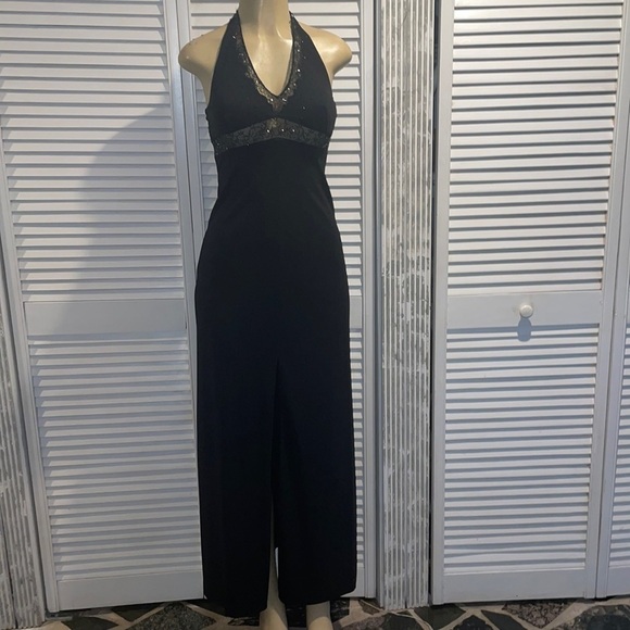 De Laru Collection Black Halter Evening Gown size 1/2 - Picture 1 of 7